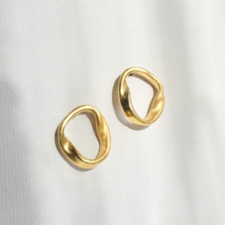 dainty gold ripple ribbon stud earrings