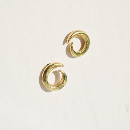 dainty curved gold circle stud earrings