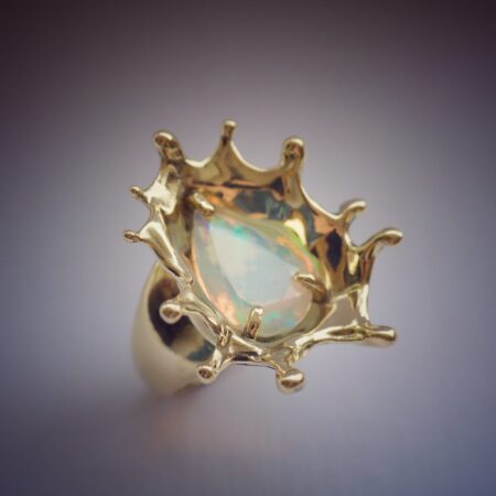 luxury statement gold opal cocktail ring