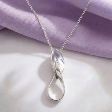 Edele statement twisted double petal silver necklace 2