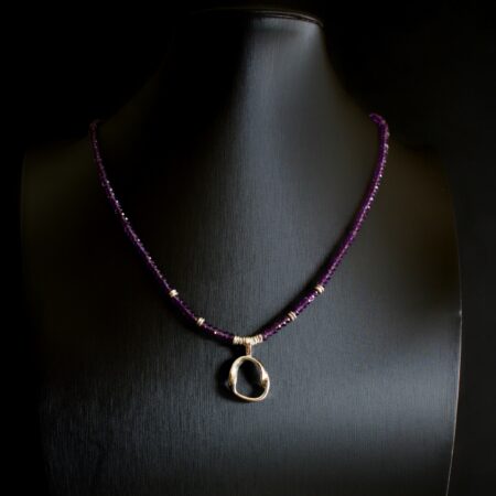 Organic silver twisted ribbon and amethyst necklace