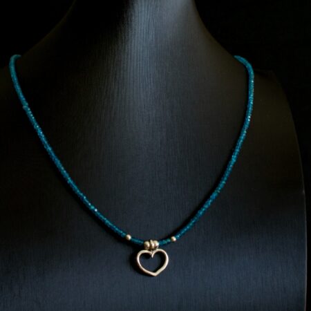 Vibrant Apatite and silver heart necklace