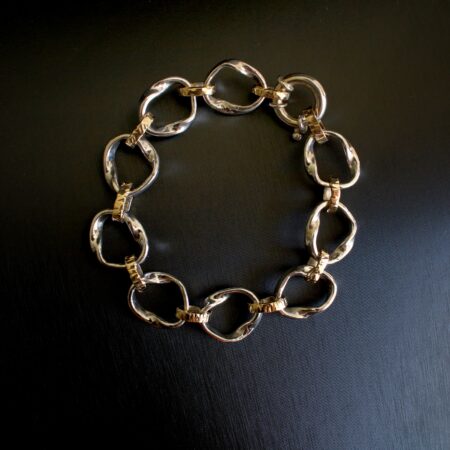 Statement silver and gold large link bracelet