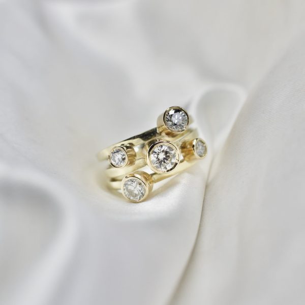 bespoke diamond and gold bubble ring