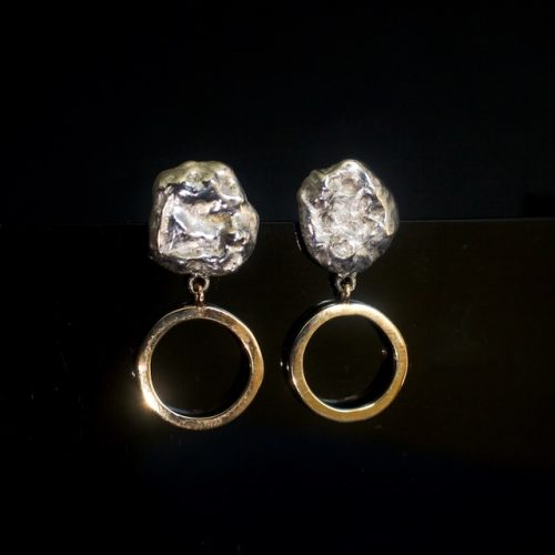 Liri jewellery sale silver nugget and gold circle earrings 1