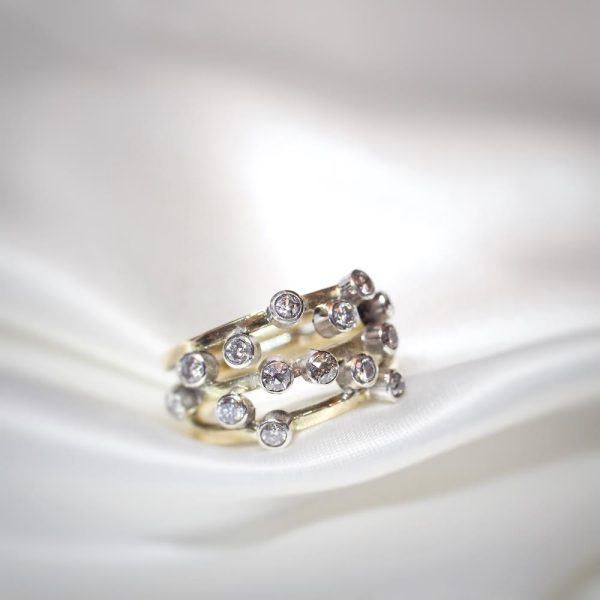 diamond and gold bubble ring