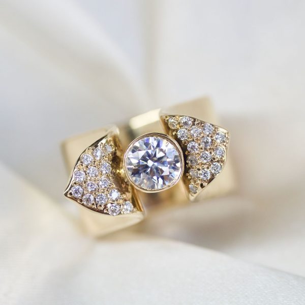 designer statement diamond and gold ring
